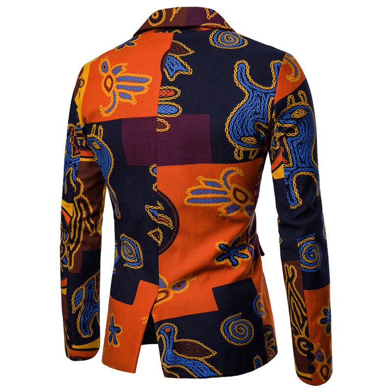 Newest African Style  Blazer Linen Casual Printed Jackets  Summer Fashion Men Suit Blazers Plus Size Male Coat