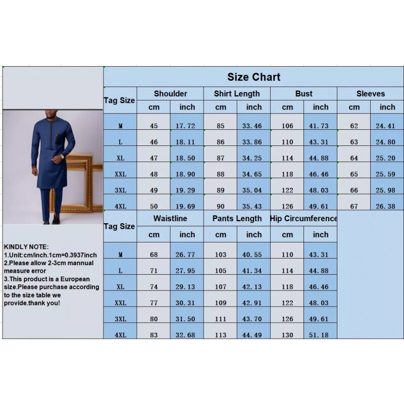 African Dashiki Set Top and Pants 2pcs Clothing Set New Traditional African Clothing Casual Ethnic Style