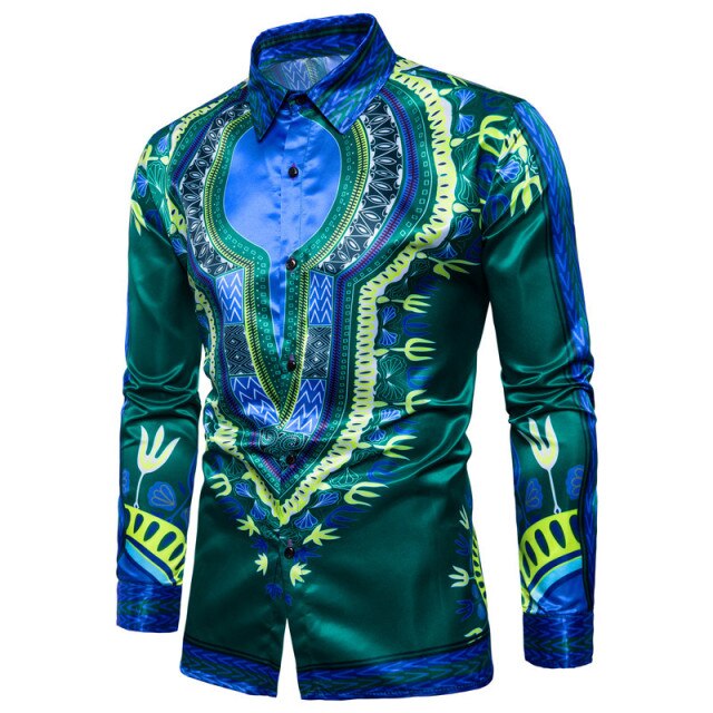 Africa Clothing Men's Shirt Print Bazin African Dresses for Man Long Sleeve Autumn Winter Traditional Fashion Clothes - Bekro's ART