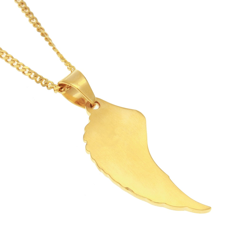 Feather Wing Pendant Necklace High Quality Hiphop Gold Color Iced Out Rhinestones Chain - Bekro's ART