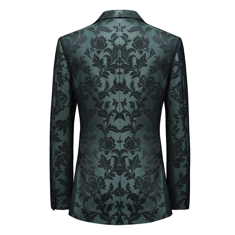 New Men's Fashion Suit Party Coat Casual Slim Fit Blazer Buttons Suit Floral printing Blazers Jacket Men Business coat - Bekro's ART