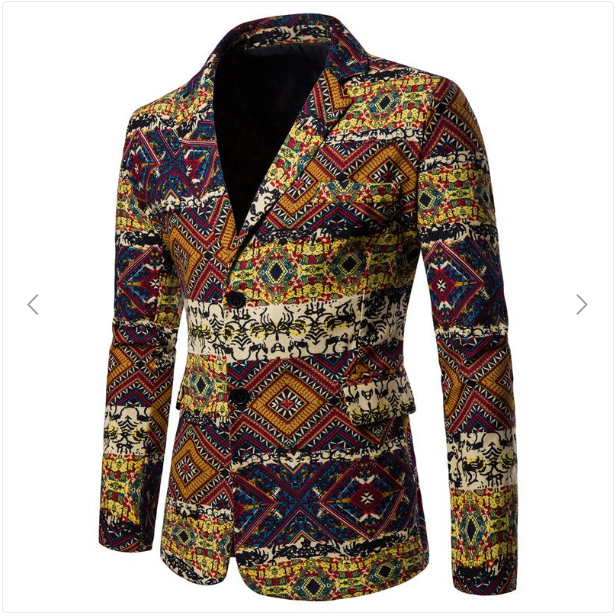 Newest African Style Blazer Linen Casual Printed Jackets Summer Fashion Men Suit Blazers Plus Size Male Coat