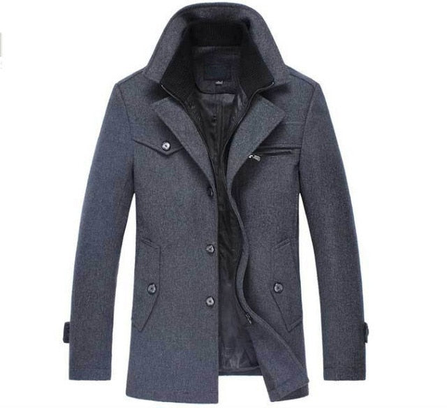 Winter Wool Coat Slim Fit Jackets Men Casual Outerwear - Bekro's ART
