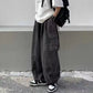 Baggy Wide Leg Big Pockets Elastic Waist Streetwear Loose Denim Pants