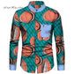 African Bazin Riche Print Casual Long Sleeve Dress Shirt