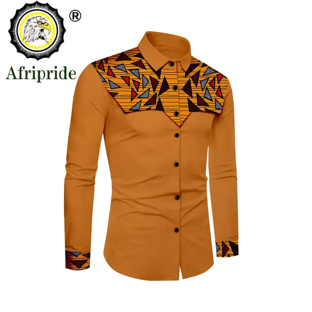 African Print Dashiki Ankara Formal Men Full Sleeve Stand Neck Slim Fit Dress Shirt