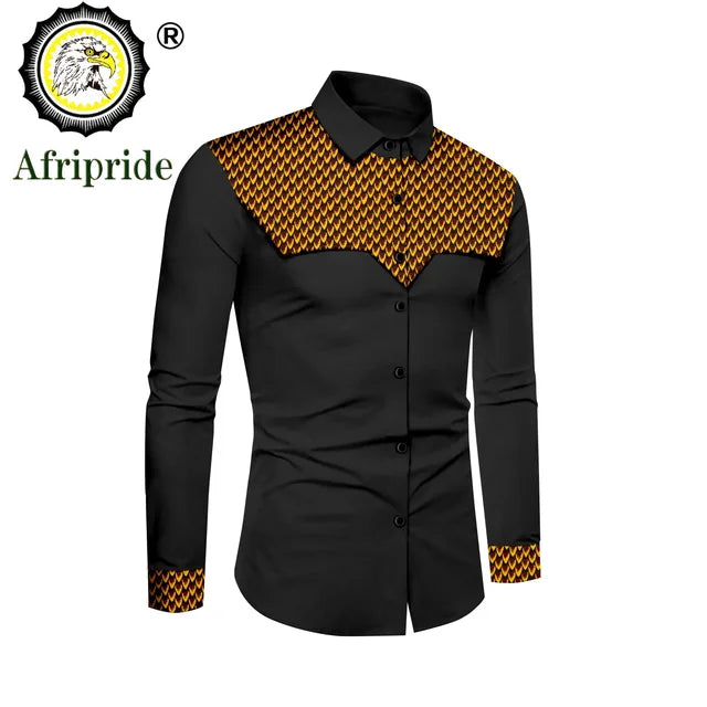 African Print Dashiki Ankara Formal Men Full Sleeve Stand Neck Slim Fit Dress Shirt