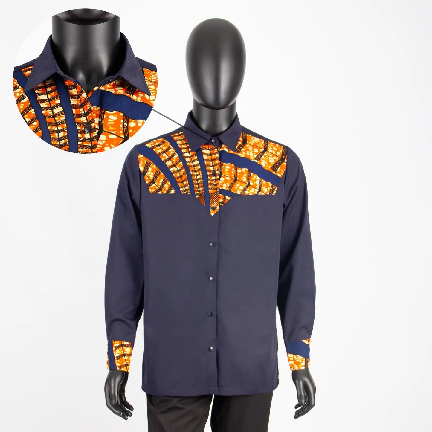 African Print Dashiki Ankara Formal Men Full Sleeve Stand Neck Slim Fit Dress Shirt