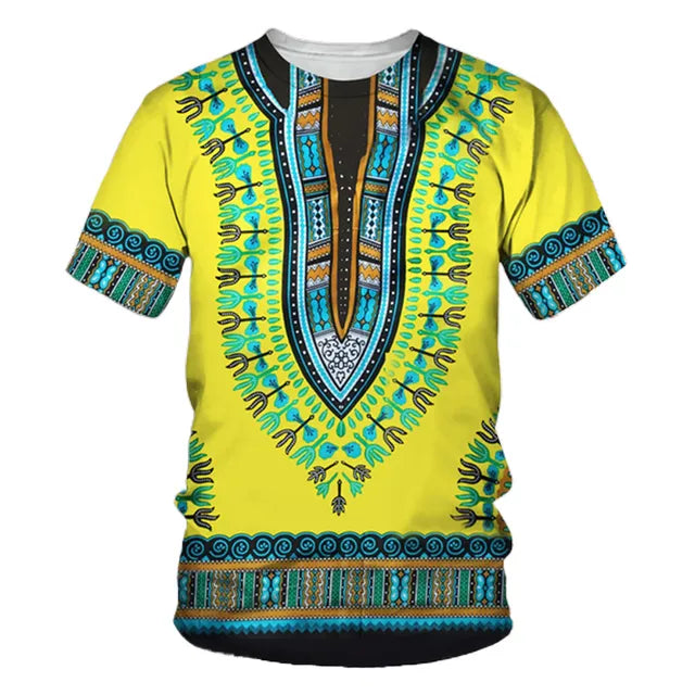 African Traditional Dashiki Print Short Sleeve Retro Ethnic Top