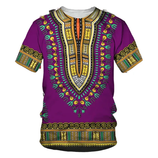 African Traditional Dashiki Print Short Sleeve Retro Ethnic Top