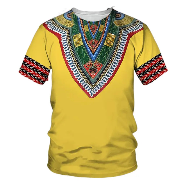 African Traditional Dashiki Print Short Sleeve Retro Ethnic Top