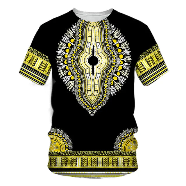 African Traditional Dashiki Print Short Sleeve Retro Ethnic Top