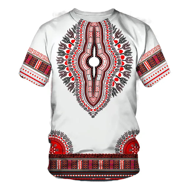 African Traditional Dashiki Print Short Sleeve Retro Ethnic Top