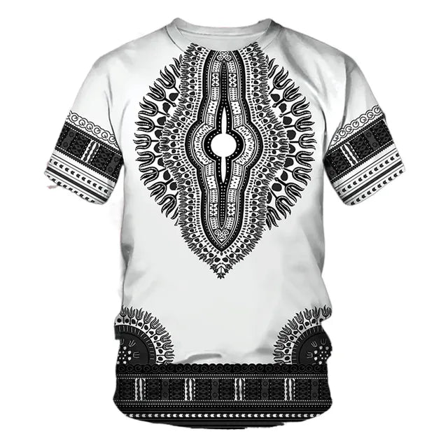 African Traditional Dashiki Print Short Sleeve Retro Ethnic Top