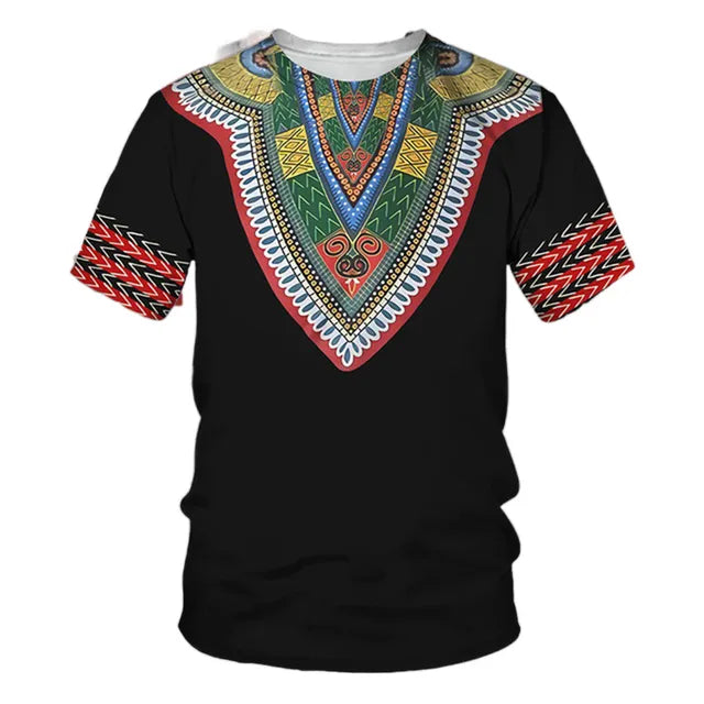 African Traditional Dashiki Print Short Sleeve Retro Ethnic Top