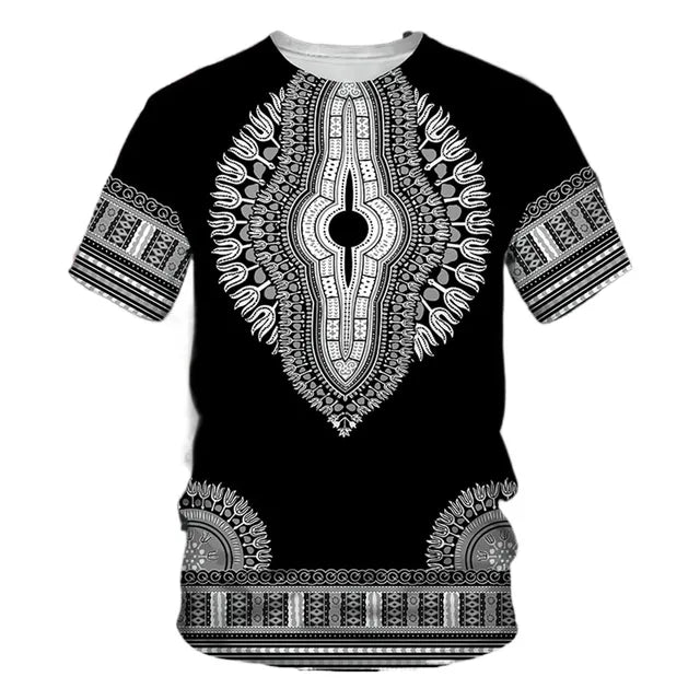 African Traditional Dashiki Print Short Sleeve Retro Ethnic Top