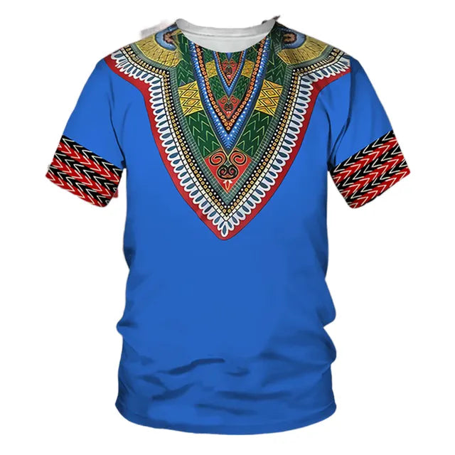 African Traditional Dashiki Print Short Sleeve Retro Ethnic Top