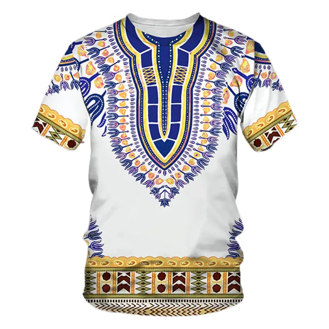 African Traditional Dashiki Print Short Sleeve Retro Ethnic Top