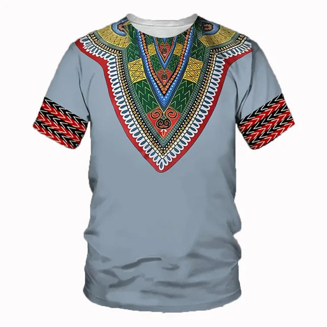 African Traditional Dashiki Print Short Sleeve Retro Ethnic Top