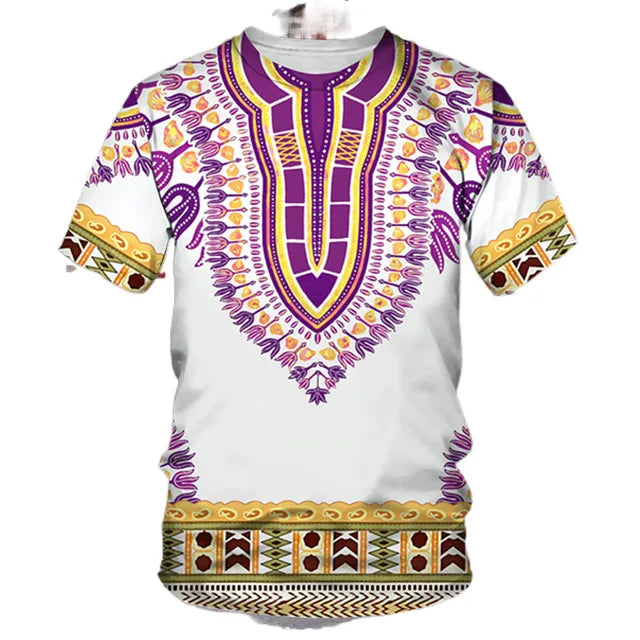 African Traditional Dashiki Print Short Sleeve Retro Ethnic Top