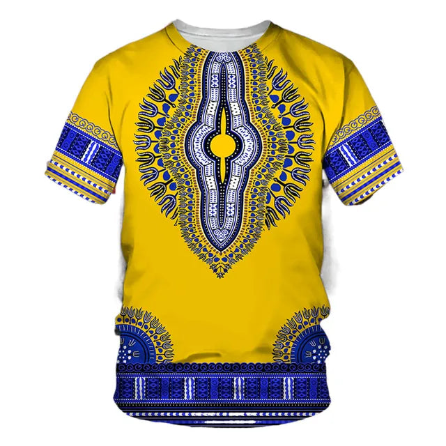 African Traditional Dashiki Print Short Sleeve Retro Ethnic Top