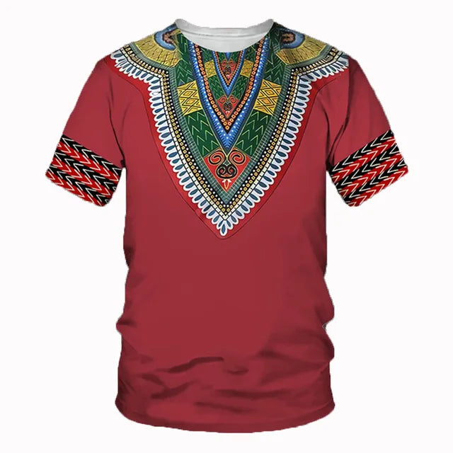 African Traditional Dashiki Print Short Sleeve Retro Ethnic Top