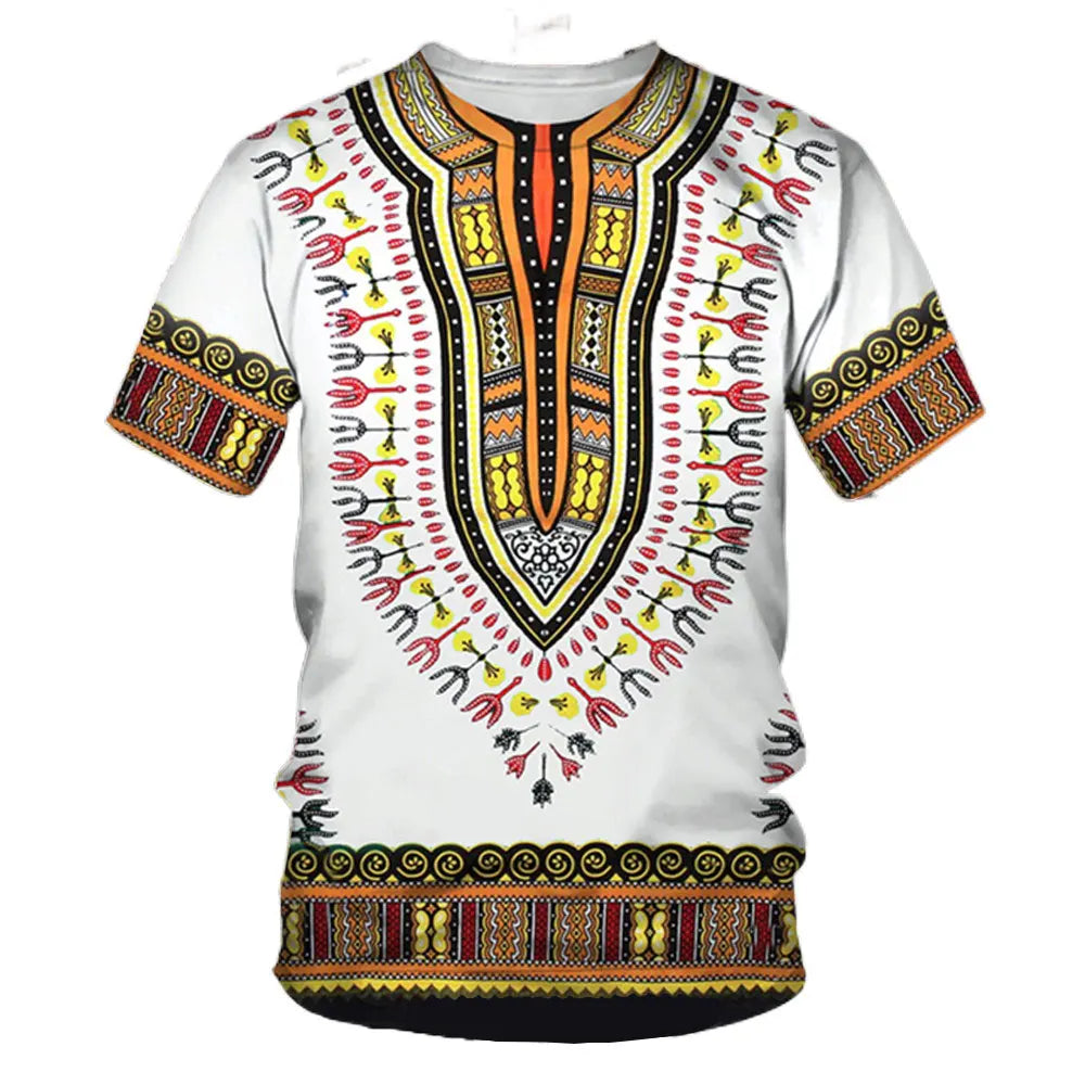 African Traditional Dashiki Print Short Sleeve Retro Ethnic Top