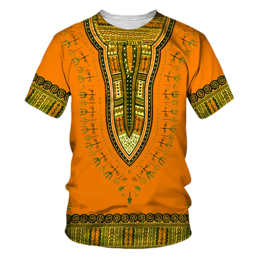 African Traditional Dashiki Print Short Sleeve Retro Ethnic Top