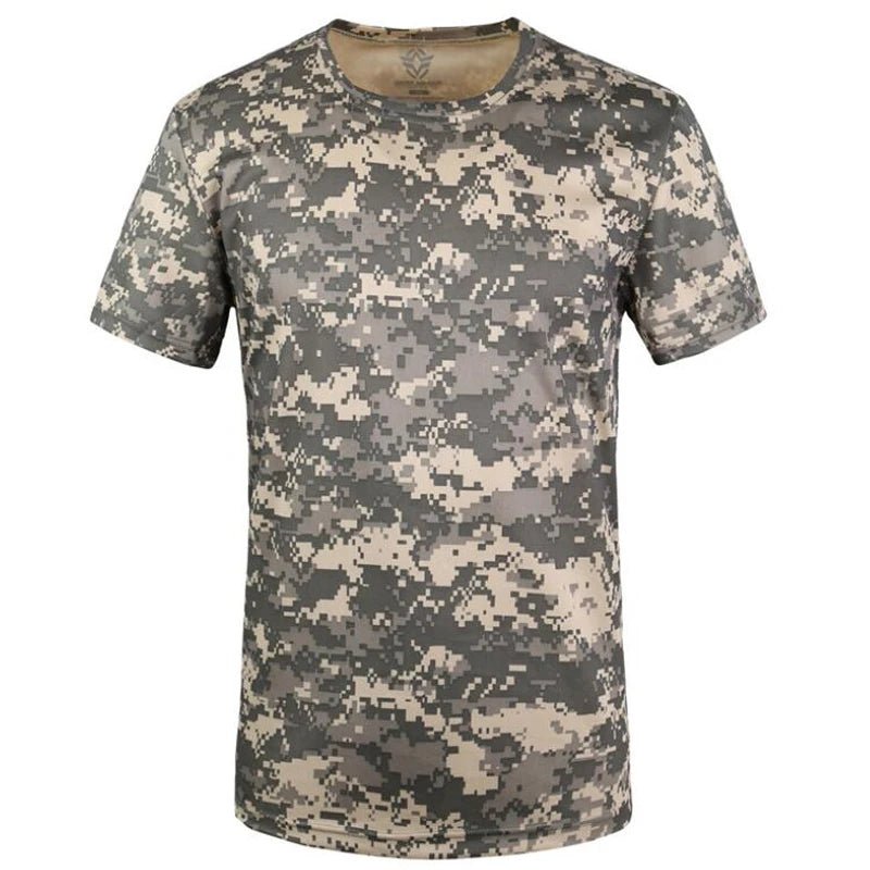 Camouflage Quick Drying Short Sleeve Outdoor Military Tactical Combat Fitness Shirt