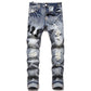 High Street Stretch Embroidered Ripped Streetwear Jeans