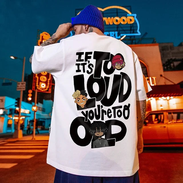 Hip Hop Oversize Cartoon Print Short Sleeve Cotton Loose Streetwear Top