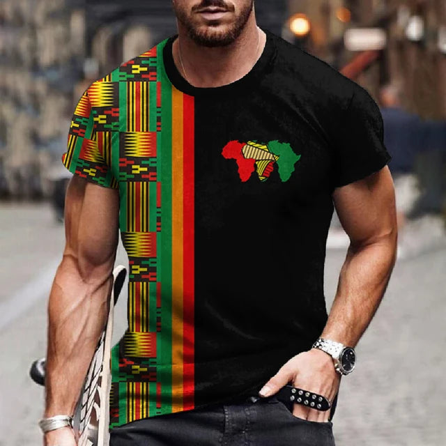 Ethnic African Patterns Short Sleeve O Neck Top