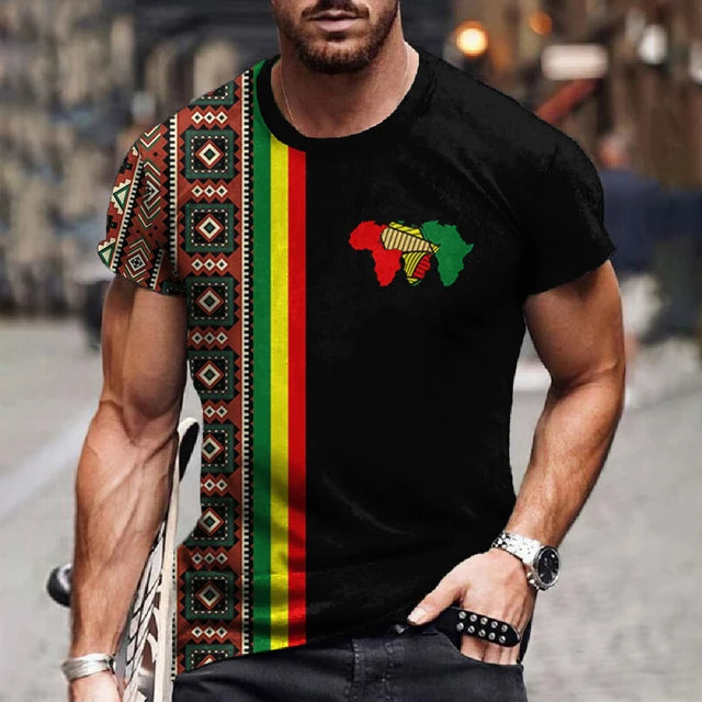 Ethnic African Patterns Short Sleeve O Neck Top