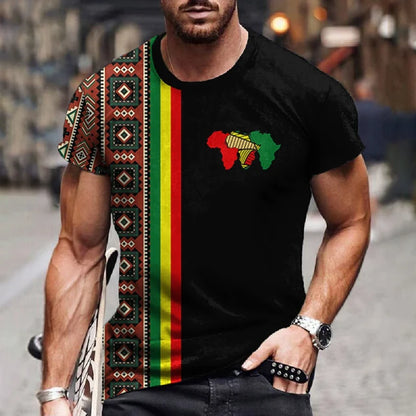 Ethnic African Patterns Short Sleeve O Neck Top