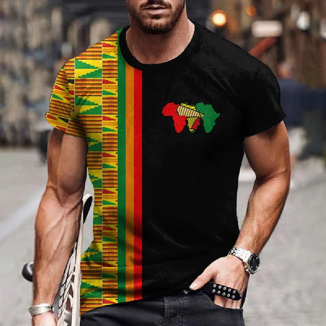 Ethnic African Patterns Short Sleeve O Neck Top