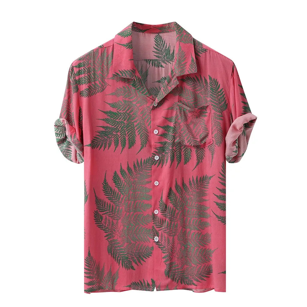 Short Sleeve Hawaiian Casual Loose Buttons Colorful Print Fashion Summer Shirt