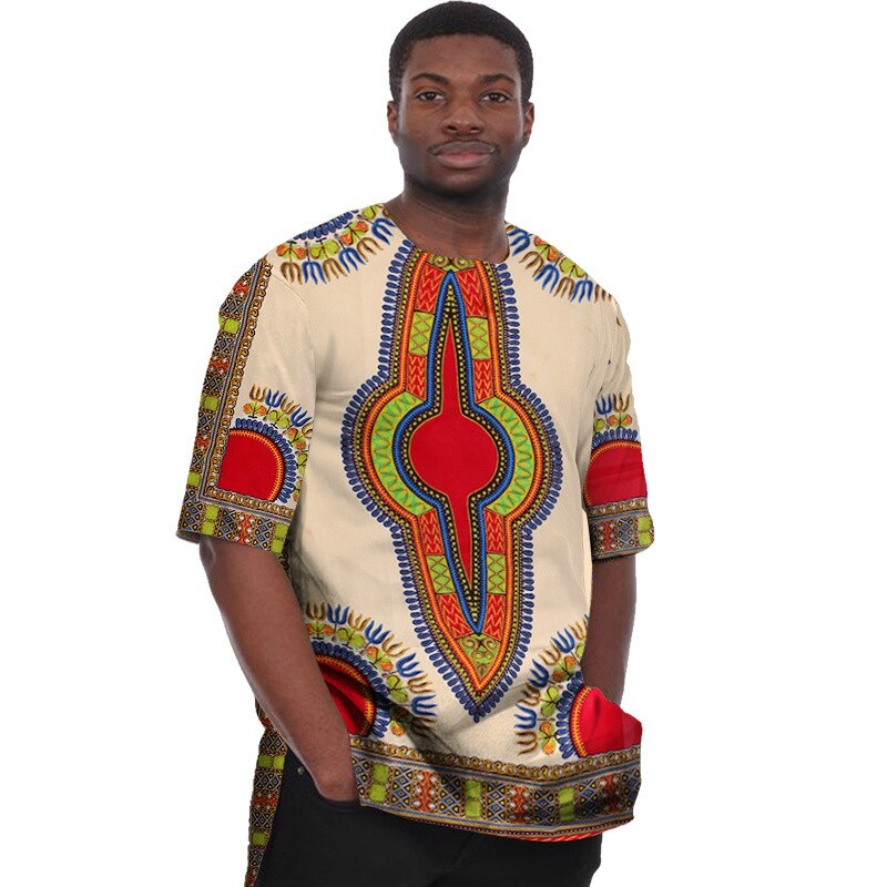 African Clothes Fashion Men Dashiki T-Shirt Boho Print Tee Tops Short Sleeve Beach Shirts Bazin Riche Casual Blouse Danshiki