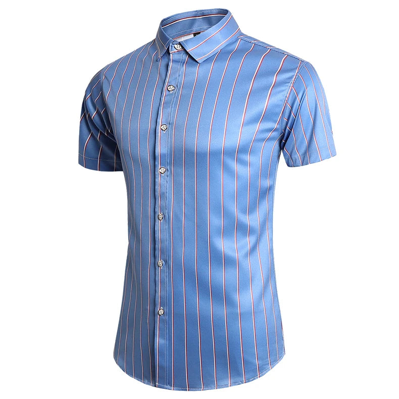 Fashion 12 Style Design Short Sleeve Casual Striped Beach Shirt