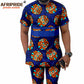 African Men Clothing Ankara Pants Set Dashiki Shirt 2 Piece Outfits Crop Top Attire Short Sleeve Plus Size Casual A2116042