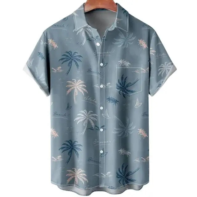 Fashion Hawaii Harajuku Palm Tree Short Sleeve Casual Top