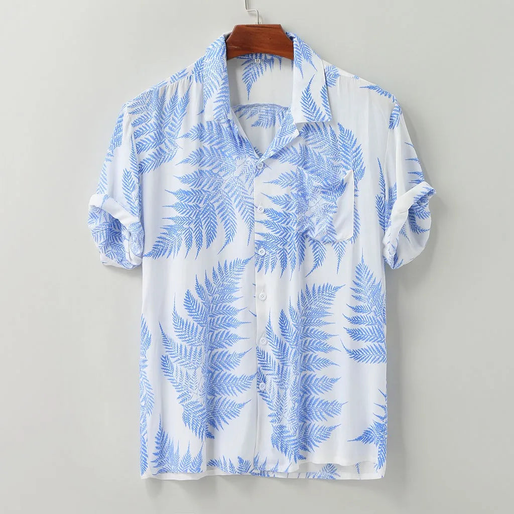 Short Sleeve Hawaiian Casual Loose Buttons Colorful Print Fashion Summer Shirt