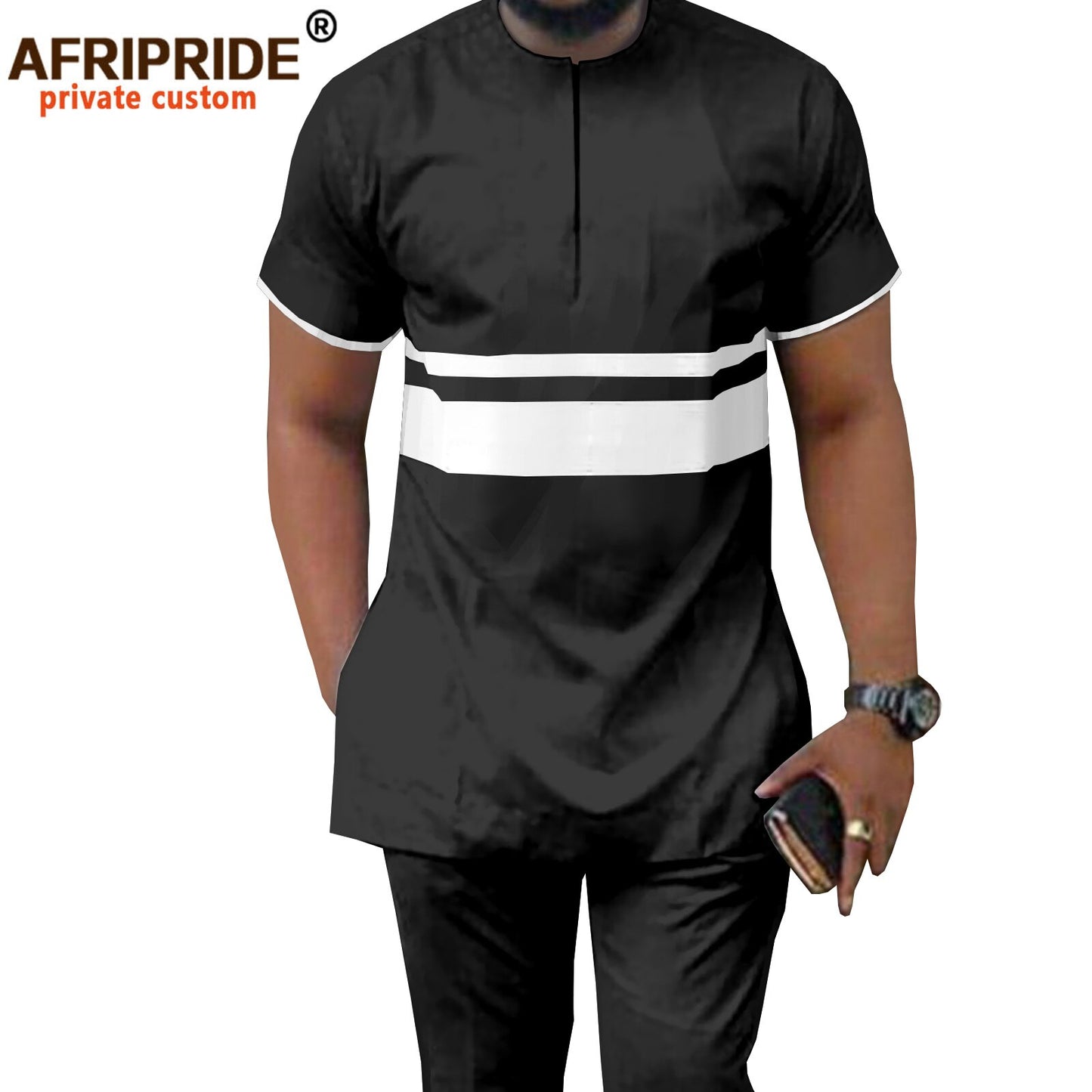African Men`s Clothing Short Sleeve Dashiki Shirts and Pants 2 Piece Set Plus Size Casual Outfits Ankara Style Blouse A2116042