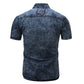 Men Elastic Cotton Denim Shirt Men Short Sleeve Cargo Shirts Work Business Shirts  Casual Blouse Streetwear Brand Clothes