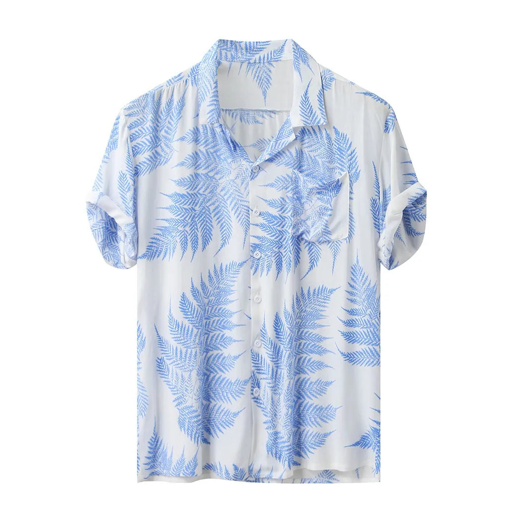 Short Sleeve Hawaiian Casual Loose Buttons Colorful Print Fashion Summer Shirt