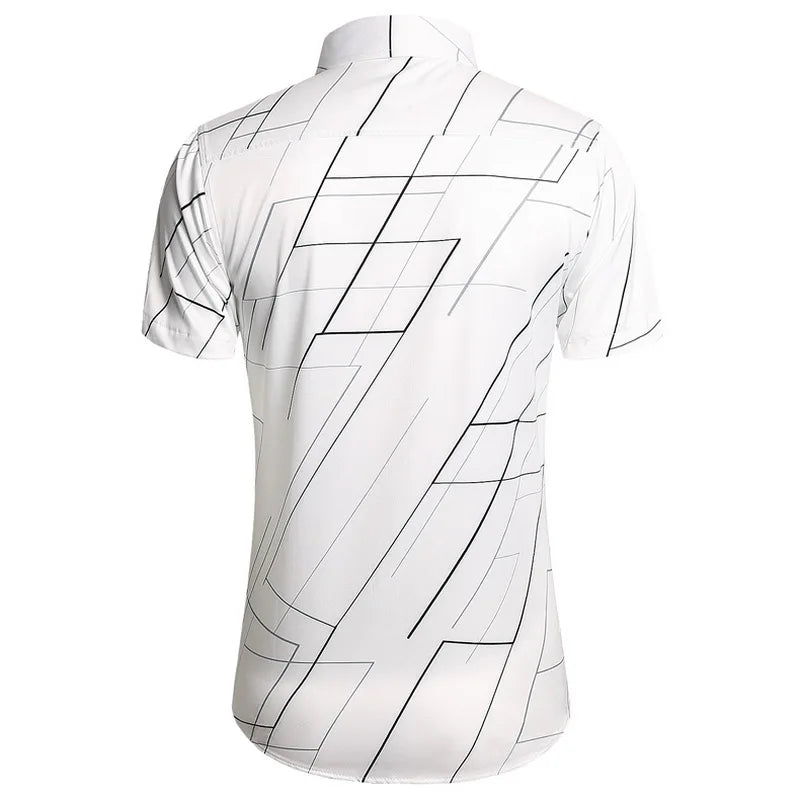 Fashion 12 Style Design Short Sleeve Casual Striped Beach Shirt