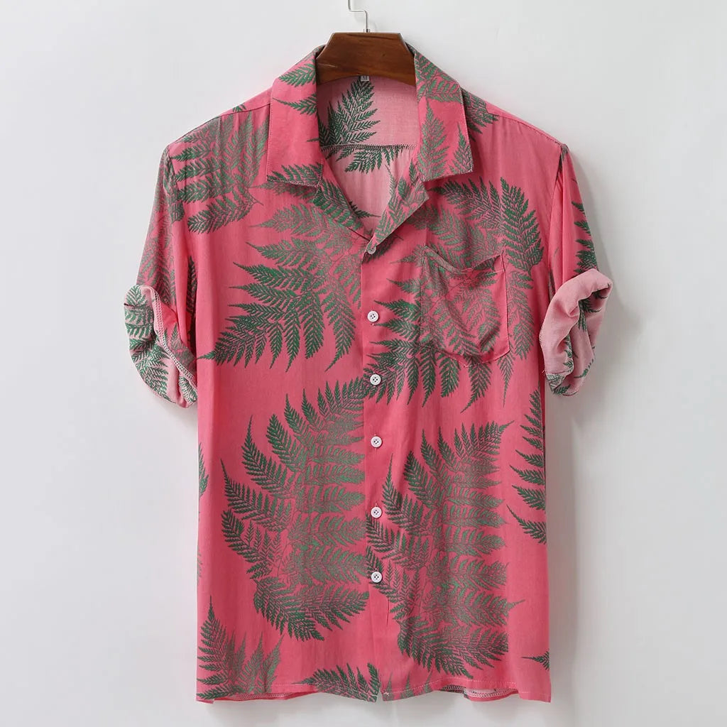 Short Sleeve Hawaiian Casual Loose Buttons Colorful Print Fashion Summer Shirt