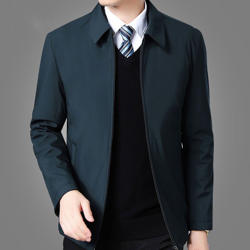 Mens Jackets And Coats Turn Down Collar Men Winter Jacket Zipper Side Pocket Men's Clothing Fashion Long Sleeve Coat Men - Bekro's ART