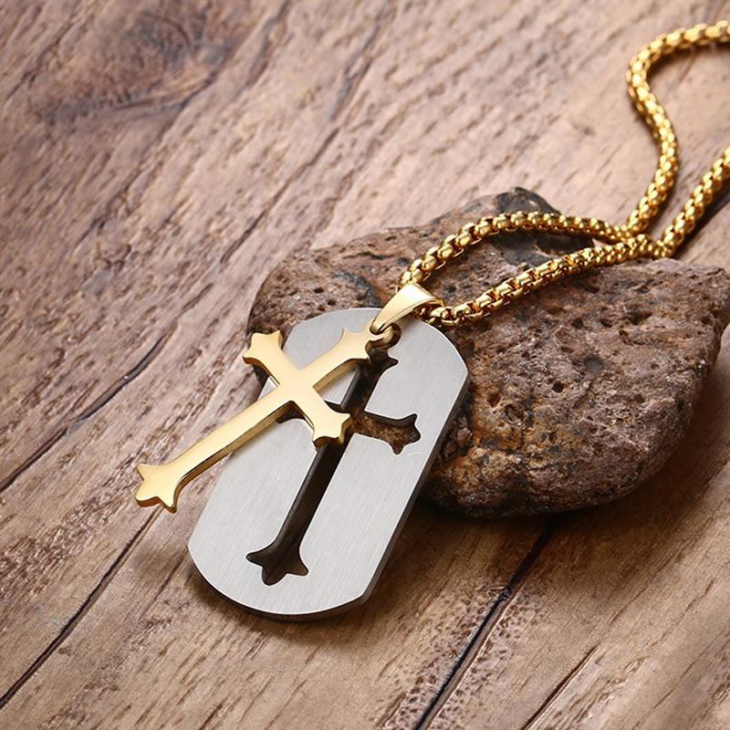 Vnox Removable Cross Pendant Men Chain Christian Jesus Necklace Jewelry - Bekro's ART