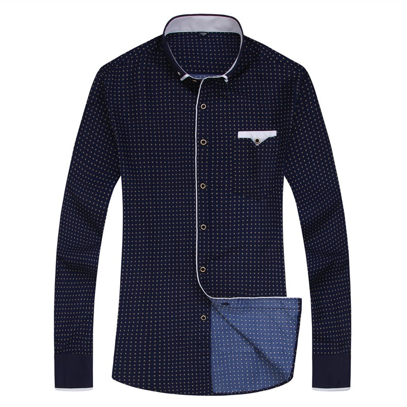Casual Long Sleeved Printed shirt Slim Fit Male Social Business Dress Shirt Brand Men Clothing - Bekro's ART
