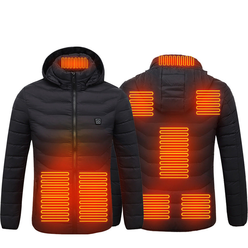 Intelligent Heating Clothes Winter 8 Areas Standing Collar Hooded Light Thin Heating Warm Jacket Men Electric Heating Constant Temperature Heating Cotton Jacket - Bekro's ART